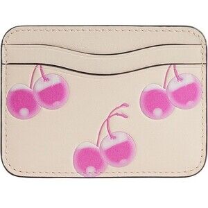 Coach Women's The Summer I Turned Pretty Wavy Card Case with Cherry Print Pink